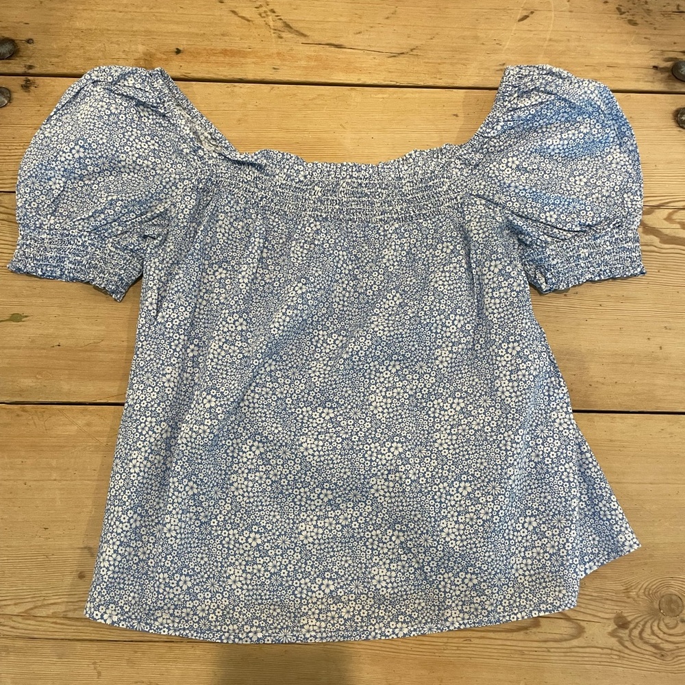 J.Crew Blue Floral Liberty of London top Medium